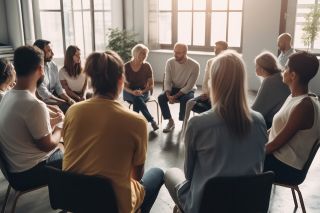 Foto: Personen sitzen im Kreis